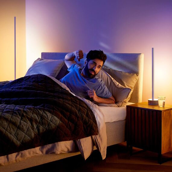Philips Hue White & Color Ambiance Gradient Signe Oak Tischleuchte 730lm, Holzoptik, bis zu 16 Mio. Farben, steuerbar via App, kompatibel mit Amazon Alexa (Echo, Echo Dot)