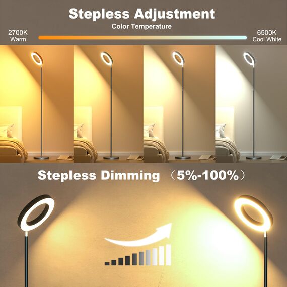 RGB Stehlampe LED Dimmbare，42W Superhelle Farbwechsel Standleuchte Doppelseitig Modern Deckenfluter mit Fernbedienung , 2700K-6500K Touch Stehlampe Leselampe für Wohnzimmer Schlafzimmer Büro Hotel