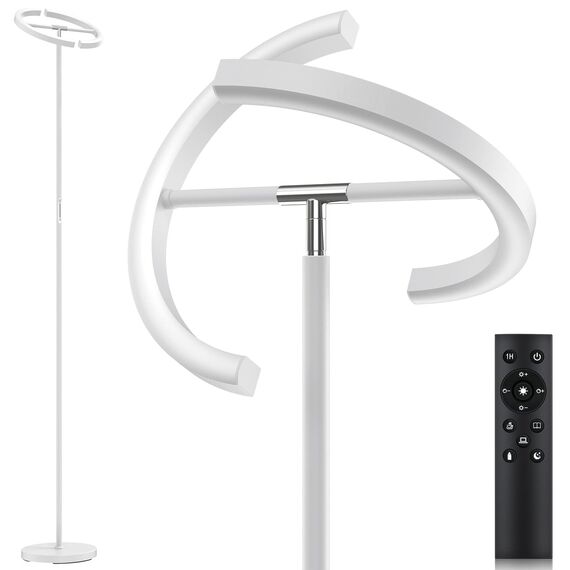 SIBRILLE Stehlampe Wohnzimmer, LED Stehlampe Dimmbar 1300LM Deckenfluter LED Dimmbar mit Fernbedienung 3000K-6000K Leselampe Weiß, Touch Stehleuchte für Wohnzimmer Schlafzimmer Büro