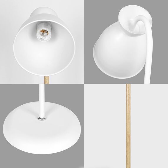 Amdelne Stehlampe Weiß Wohnzimmer Giraffe, 360° Verstellbar Stehleuchte E27 Fassung max. 60W, Metall Sofa Leselampe Höhe 159cm, Moderne Standleuchte für Schlafzimmer Arbeitszimmer, ohne Leuchtmittel