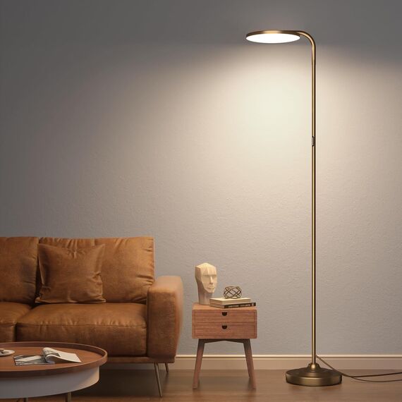 SIBRILLE Stehlampe Wohnzimmer 36W, Stehlampe Dimmbar mit Fernbedienung, 3000K-6000K Deckenfluter LED Dimmbar 175CM Hohe Stehleuchte, Leselampe für Wohnzimmer Schlafzimmer Büro, Braun
