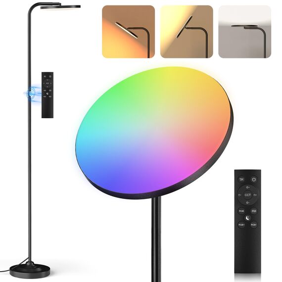 SIBRILLE LED Stehlampe Wohnzimmer RGB, 36W Superhelle Moderne Stehlampe Dimmbar mit Fernbedienung, 3000K-6000K Deckenfluter LED Leselampe Standleuchte Stehleuchte für Wohnzimmer Schlafzimmer Büro