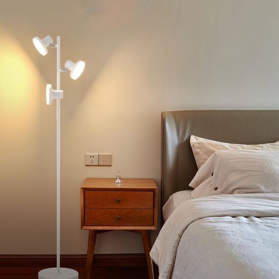 SIBRILLE Stehlampe Wohnzimmer 36W 2500LM Stehlampe LED Dimmbar, Fernbedienung&Touch-Steuerung, 2700K-6500K 3-Licht Leselampe Stehleuchte Moderne Deckenfluter LED Dimmbar für Wohnzimmer Büro, Weiß