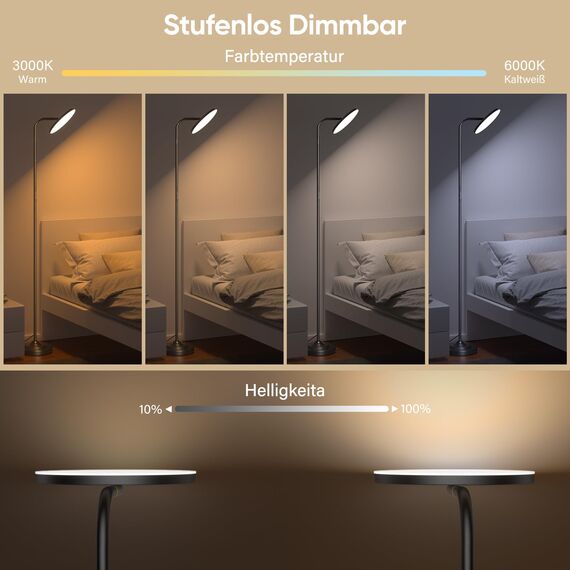 SIBRILLE LED Stehlampe Wohnzimmer RGB, 36W Superhelle Moderne Stehlampe Dimmbar mit Fernbedienung, 3000K-6000K Deckenfluter LED Leselampe Standleuchte Stehleuchte für Wohnzimmer Schlafzimmer Büro