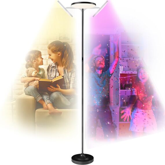 SIBRILLE LED Stehlampe Wohnzimmer RGB, 36W Superhelle Moderne Stehlampe Dimmbar mit Fernbedienung, 3000K-6000K Deckenfluter LED Leselampe Standleuchte Stehleuchte für Wohnzimmer Schlafzimmer Büro