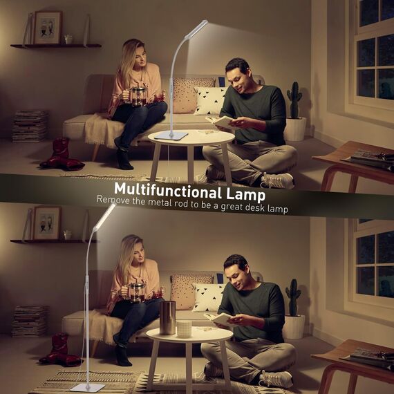 Mojimdo 120 LED Stehlampe, helle Stehlampen für Wohnzimmer, 3 Farbmodi & 10 Helligkeiten 3000K-6000K Standlicht, Schwanenhals Leselampe mit Fernbedienungen für Schlafzimmer Büro