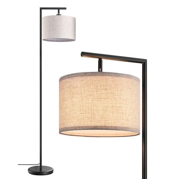 EDISHINE Stehlampe Wohnzimmer 160cm, Bogenlampe Modern mit Beigen Verstellem Leinen-Lampenschirm, LED E27 Glühbirne inklusive, Schwarz Leselampe Stehleuchte für Schlafzimmer, Kinderzimmer