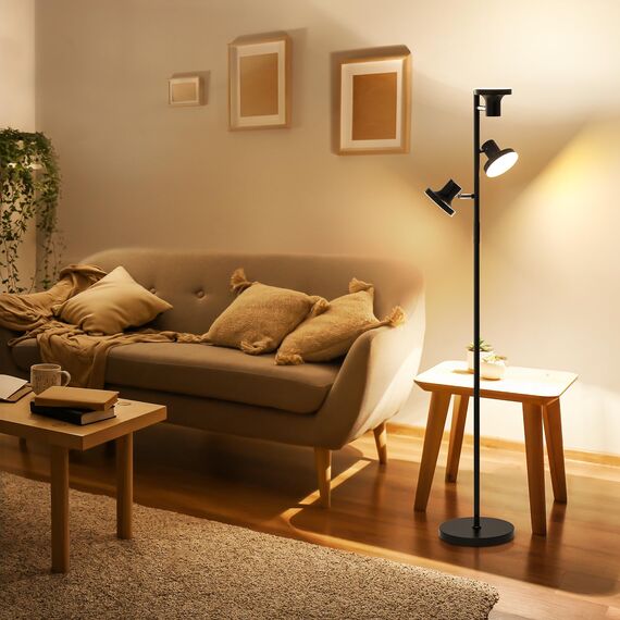 SIBRILLE Stehlampe LED Dimmbar, 36W Deckenfluter LED Dimmbar 2500LM mit Fernbedienung & Berührung 2700K-6500K, 3-Licht Leselampe Moderne Stehleuchte Stehlampe für Wohnzimmer Schlafzimmer Büro Hotel