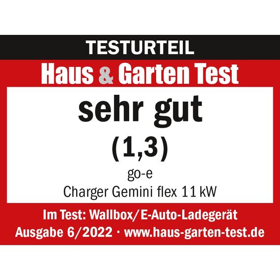 go-e Charger Gemini Flex 11 kW Ladestation Wallbox stationär und mobil Stecker CEE rot 16 A Typ 2 Dose WLAN RFID App