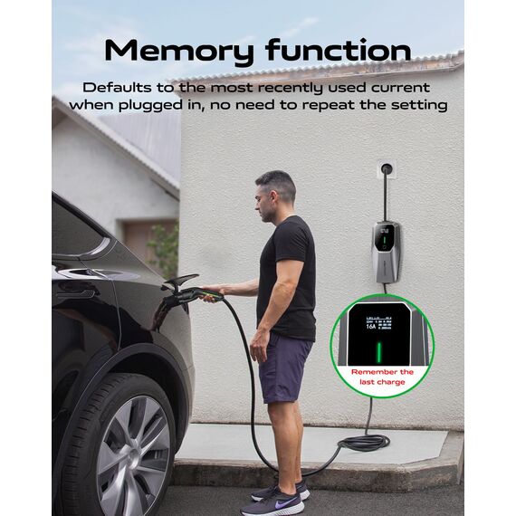 Ladekabel Typ 2, 3.68KW /5M Ladekabel Elektroauto, 6A-16A LED-Anzeige Tragbare EV Ladegerät, Typ 2 für Elektrofahrzeuge mit Einphasigem EU-Schuko, IP65(Norm IEC 62196-2)
