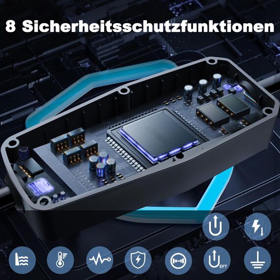VDLPOWEREU Ladekabel Typ 2, 3.6KW /15M LadekabelElektroauto, 6A-16A LED-Anzeige Tragbare EV Ladegerät, Typ 2 Ladekabel für Elektrofahrzeuge mit Einphasigem EU-Schuko, IP65(Norm IEC 62196-2)