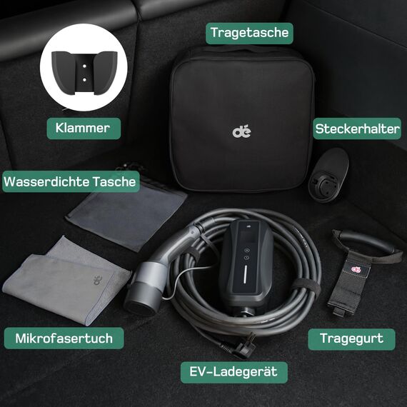 dé Ladekabel Typ 2 Schuko 3,68kW[1-phasig, 10m, 6-16A] EV Chargers mit Steuerbarer Digitalanzeige für Elektroauto, Ladekabel e Auto für Model 3/Y, ID.3, ID.4, ID.5, MG4, Q4, Gla und Anderen PHEV/EV