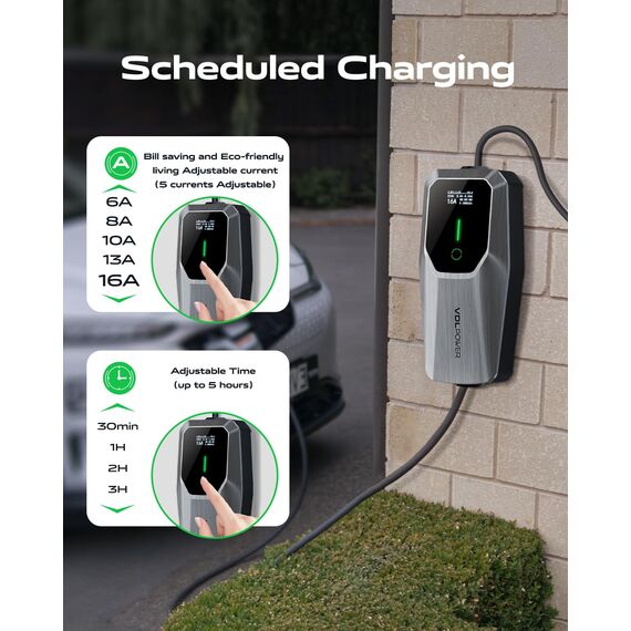 Ladekabel Typ 2, 3.68KW /5M Ladekabel Elektroauto, 6A-16A LED-Anzeige Tragbare EV Ladegerät, Typ 2 für Elektrofahrzeuge mit Einphasigem EU-Schuko, IP65(Norm IEC 62196-2)