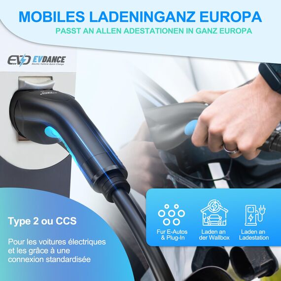 Typ 2 Ladekabel, 6m 16A 3 Phasig Typ 2 Ladekabel 11kW mit Tasche für EV Elektroautos-Ladekabel Typ 2 für E Auto EV/PHEV-Ladekabel E Auto- Ladekabel Elektroauto Typ 2 kompatibel mit jedem Elektroauto