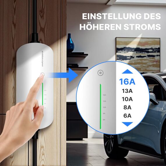 EVSEdesigner Mobile Wallbox Ladekabel Typ 2 6-16A 11kW Ladekabel CEE EV Ladegerät mit Tragetasche für alle Elektrofahrzeuge und Plug-in-Hybridfahrzeuge 6 Meter 3-Phasig