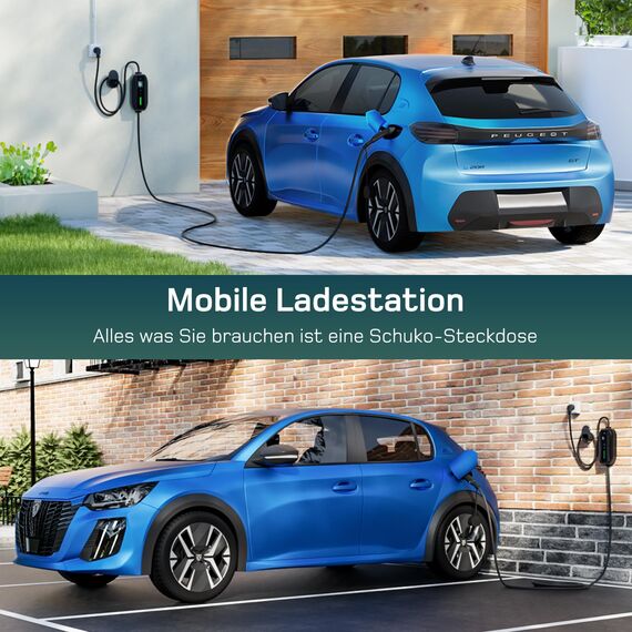 dé Ladekabel Typ 2 Schuko 3,68kW[1-phasig, 25m, 6-16A] EV Chargers mit Steuerbarer Digitalanzeige für Elektroauto, Ladekabel e Auto für Model 3/Y, ID.3, ID.4, ID.5, MG4, Q4, Gla und Anderen PHEV/EV