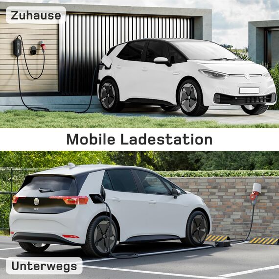 dé Mobile Wallbox/Ladestation 22kW [3-phasig|7m|6-32A] mit stromzähler, Ladekabel CEE 32A auf Typ 2 und EV Ladegerät für Model Y/3, ID.3/4/5, MG4, EX30, e-up, e-tron, Zoe und andere EV/PHEV