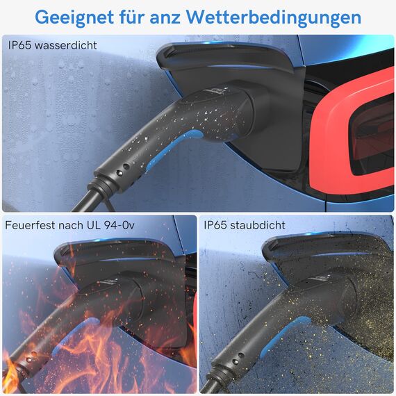 EVDANCE Typ 2 Ladekabel für EV, 22kW 32A 10m 3-Phasen Elektroauto-Ladekabel mit Tasche, Typ 2 zu Typ 2 EV/PHEV Ladekabel Auto, IP65 Wasserdicht (IEC 62196-2)
