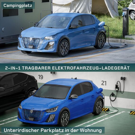dé Typ 2 Ladekabel Schuko mit APP 3,7kW [10m, 6-16A, 1-phasig] Ladekabel Typ 2 Schuko mit Digitalem LCD - EV Charger 3,7kW Weiß für e Auto ID.3/4/5/7, Model Y/3, ENYAQ und Anderen PHEV/EV
