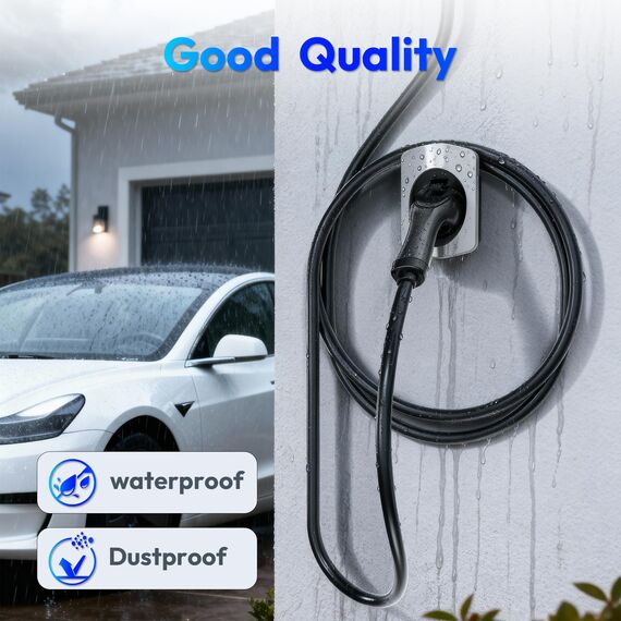 Tera EV Ladegerät Halter für Typ-2 Ladegerät aus robustem Material Elektroauto Wandhalterung Stecker Ladekabel Halter Organizer für alle Wetterbedingungen Elektrofahrzeug Ladestation Zubehör Weiß