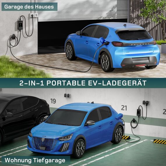 dé Typ 2 Ladekabel Schuko mit APP 3,7kW [5,5m, 6-16A, 1-phasig] Ladekabel Typ 2 Schuko mit Digitalem LCD - EV Charger 3,7kW für e Auto ID.3/4/5/7, Model Y/3, ENYAQ und Anderen PHEV/EV