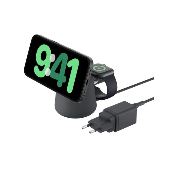 Belkin BoostCharge Pro kabellose 2-in-1-Ladestation mit MagSafe (15 W) Ladegerät kompatibel mit iPhone der Serien 17, Air, 16, 15, 14, Pixelsnap, AirPods und Anderen MagSafe-fähigen Geräten
