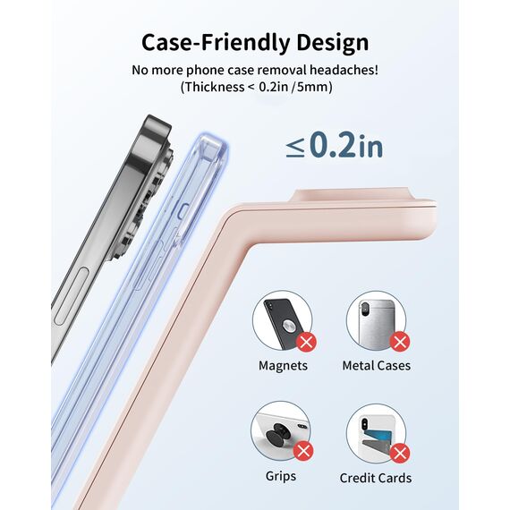 GEEKERA Wireless Charger, 3 in 1 Induktive Ladestation für iPhone Air/17/16/15/14/13/12/11/Pro Max, Ladestation für Apple Watch Ultra 3-1/11-2/SE, Kabelloses Ladegerät für AirPods Pro 3-2/4-2, Rosa