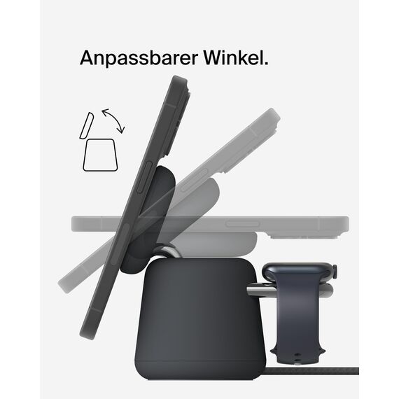 Belkin BoostCharge Pro Kabellose 2-in-1-Ladestation mit Qi2, 15W, MagSafe-Kompatibles Ladegerät für iPhone 17, Air, Pixelsnap, Apple Watch, AirPods, andere Qi2-Geräte, inklusive Netzteil – Schwarz