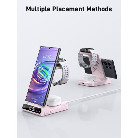 Wireless Charger für Samsung Ladestation für Galaxy S25 Ultra, Induktive Ladestation für Samsung Galaxy Watch Ultra/8/7/6, Kabelloses Ladegerät für Galaxy S24 Z Fold 6/Z Flip 6, Galaxy Buds