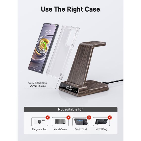 Wireless Charger für Samsung Ladestation für Galaxy S25 Ultra, Induktive Ladestation für Samsung Galaxy Watch Ultra/8/7/6, Kabelloses Ladegerät für Galaxy S24 Z Fold 6/Z Flip 6, Galaxy Buds
