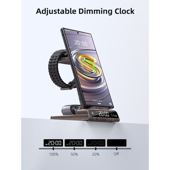 Wireless Charger für Samsung Ladestation für Galaxy S25 Ultra, Induktive Ladestation für Samsung Galaxy Watch Ultra/8/7/6, Kabelloses Ladegerät für Galaxy S24 Z Fold 6/Z Flip 6, Galaxy Buds
