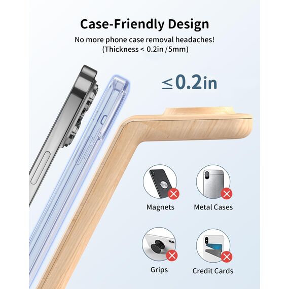 GEEKERA Wireless Charger, 3 in 1 Induktive Ladestation für iPhone Air/17/16/15/14/13/12/11/Pro Max, Ladestation für Apple Watch Ultra 3-1/11-2/SE, Kabelloses Ladegerät für AirPods Pro 3-2/4-2, Bambus