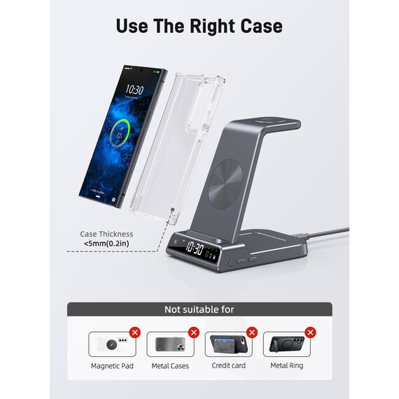 Wireless Charger für Samsung Ladestation für Galaxy S25 Ultra, Induktive Ladestation für Samsung Galaxy Watch 8/Ultra/7, Kabelloses Ladegerät für Galaxy S24 Z Fold Z Flip 6, Galaxy Buds