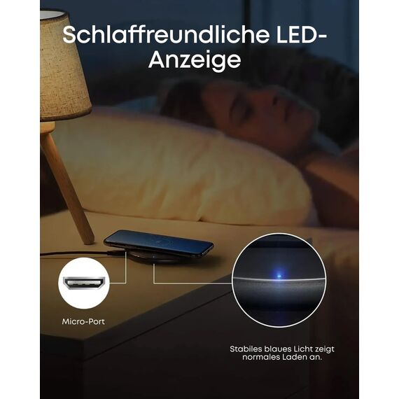 Anker 313 Kabelloses Ladepad Pad, Qi-Zertifiziert 10W Max für iPhone 17/16/15/14/13 Serie, SE 2020, AirPods (Ohne Netzteil, Nicht kompatibel mit MagSafe Magnetischer Ladefunktion)