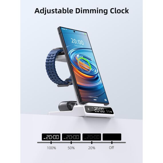 Wireless Charger für Samsung Ladestation für Galaxy S25 Ultra, Induktive Ladestation für Samsung Galaxy Watch Ultra/8/7/6, Kabelloses Ladegerät für Galaxy S24 Z Fold 6/Z Flip 6, Galaxy Buds