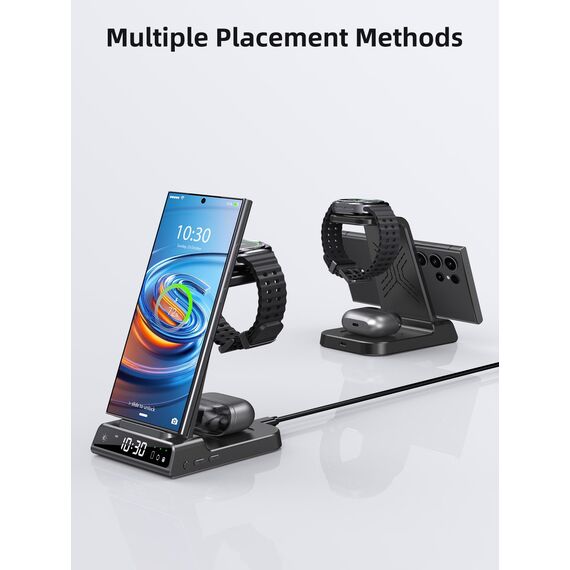Wireless Charger für Samsung Ladestation für Galaxy S26 Ultra, Induktive Ladestation für Samsung Galaxy Watch Ultra/8/7/6, Kabelloses Ladegerät für Galaxy S26+/S25/S24/Z Flip 7/Z Fold 6,Galaxy Buds