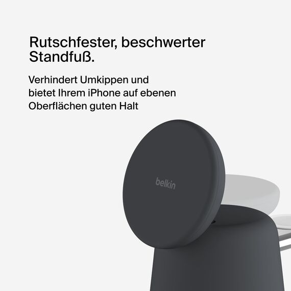 Belkin BoostCharge Pro kabellose 2-in-1-Ladestation mit MagSafe (15 W) Ladegerät kompatibel mit iPhone der Serien 17, Air, 16, 15, 14, Pixelsnap, AirPods und Anderen MagSafe-fähigen Geräten