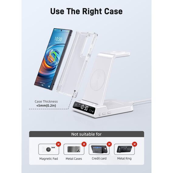 Wireless Charger für Samsung Ladestation für Galaxy S25 Ultra, Induktive Ladestation für Samsung Galaxy Watch Ultra/8/7/6, Kabelloses Ladegerät für Galaxy S24 Z Fold 6/Z Flip 6, Galaxy Buds