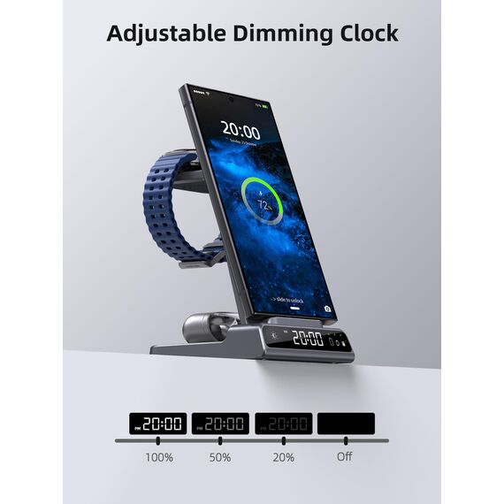 Wireless Charger für Samsung Ladestation für Galaxy S25 Ultra, Induktive Ladestation für Samsung Galaxy Watch 8/Ultra/7, Kabelloses Ladegerät für Galaxy S24 Z Fold Z Flip 6, Galaxy Buds