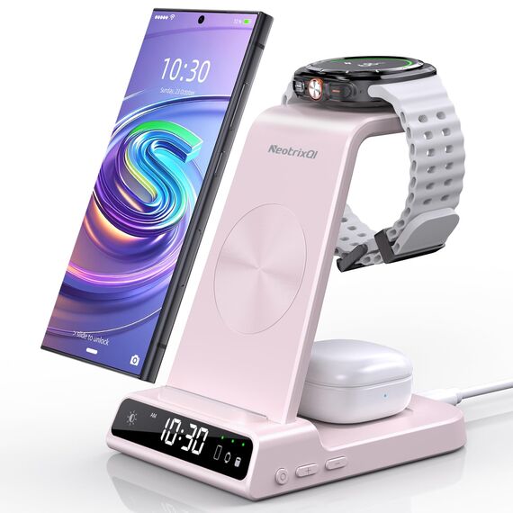 Wireless Charger für Samsung Ladestation für Galaxy S25 Ultra, Induktive Ladestation für Samsung Galaxy Watch Ultra/8/7/6, Kabelloses Ladegerät für Galaxy S24 Z Fold 6/Z Flip 6, Galaxy Buds