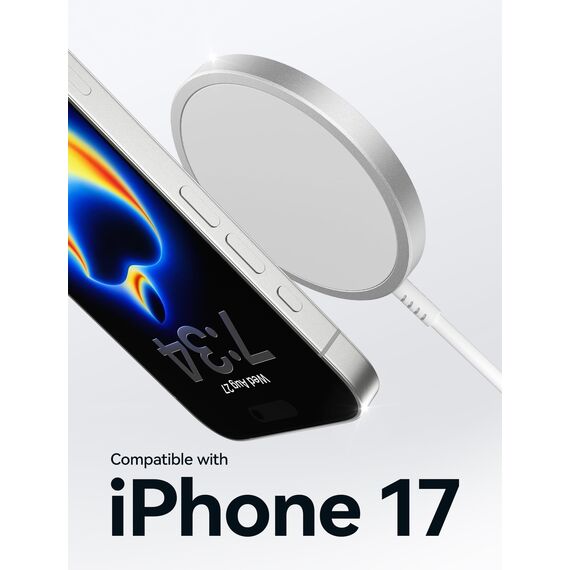 JSAUX 15W Mag-Safe Ladegerät Magnetisches Kabelloses Wireless Charger Pad Induktive Ladestation Kompatibel für MagSafe Ladegerät iPhone 16/16 Pro Max 15/15 Pro/15 Pro Max 14 Plus/14 13 Airpods Silber