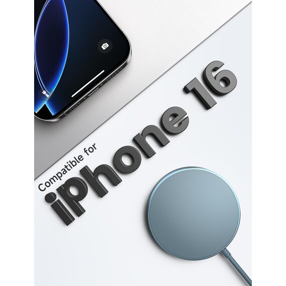 JSAUX Mag-Safe Ladestation iPhone, 15W Schnelles Wireless Charger mit 20W PD Adapter und Metallständer Kompatibel mit MagSafe-Ladegerät, iPhone 17 Air Pro Max/iPhone 16/15/14 13 12 Serie, Blau