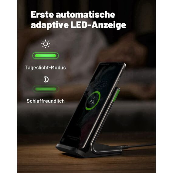 INIU Wireless Charger Stand, 15W Induktive Ladestation Schnelles Kabelloses Ladegerät Handy Ständer handyhalterung für iPhone 17 16 15 14 13 12 Pro Max Samsung Galaxy S23 S22 Google etc