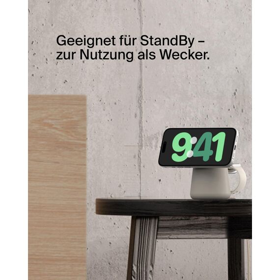 Belkin BoostCharge Pro Kabellose 2-in-1-Ladestation mit Qi2, 15W, MagSafe-Kompatibles Ladegerät für iPhone 17, Air, Pixelsnap, Apple Watch, AirPods, andere Qi2-Geräte, inklusive Netzteil – Sandfarben