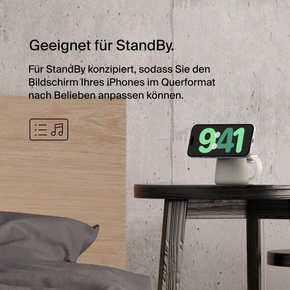 Belkin BoostCharge Pro kabellose 2-in-1-Ladestation mit MagSafe (15 W) Ladegerät, kompatibel mit iPhone der Serien 17, Air, 16, 15, 14, Pixelsnap, AirPods und Anderen MagSafe-fähigen Geräten