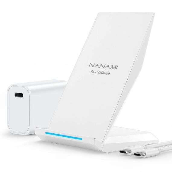 NANAMI Fast Wireless Charger, Induktive Ladestation mit 20W USB C ladegerät für iPhone 17 16 15 14 13 12 11 Max XR Pro Mini, 10W Kabelloses Ladegerät für Samsung Galaxy S26 S25 S24 S23 Plus Ultra