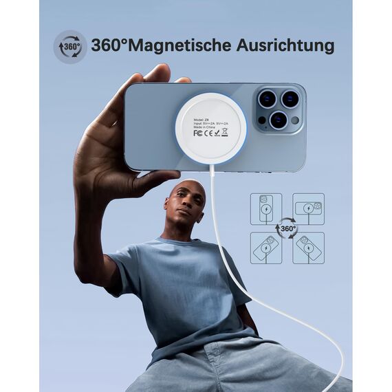 Mag-Safe Ladegerät iPhone mit 20W Schnelles Adapter, Wireless Charger induktive ladestation für iPhone 17/16/15/14/13/12 Serie, Ohrhörer 3/2, LED kabelloses ladegerät mit Zwei Ladeanschlüssen