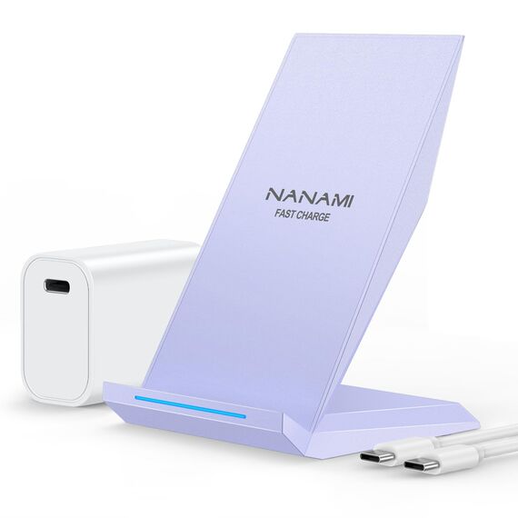 Fast Wireless Charger,NANAMI kabelloses Ladegerät (mit USB C ladegerät 20W PD Adapter) für Apple iPhone 17 16 15 14 13 12 Pro Max Xr Xs,10W Induktive Ladestation für Samsung Galaxy S26 S25 S24 S23 S22