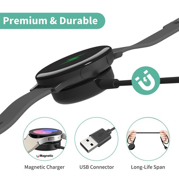Kabelloses Ladegerät kompatibel mit Samsung Galaxy Watch 6/6Classic 5/5 Pro, magnetisches kabelloses USB-Ladekabel für Samsung Galaxy Watch 4/4 Classic, Watch 3, Active 2/Active