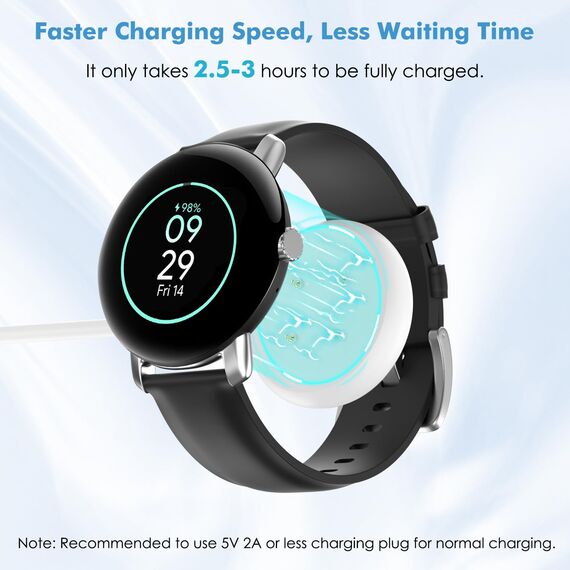 MoKo Ladegerät Kompatibel mit Google Pixel Watch 3/Pixel Watch 2 Smartwatch, Magnetisches Ladestation mit 1M USB-C Ladekabel Kabel für Fitbit Ace LTE/Versa 4/3/Sense 2/Sense, Weiß